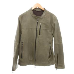 シングル ライダースジャケット 羊革 L カーキ /UO