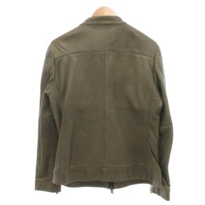 BARNEYS NEW YORK シングル ライダースジャケット 羊革 L カーキ /UO