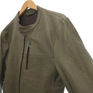 BARNEYS NEW YORK シングル ライダースジャケット 羊革 L カーキ /UO