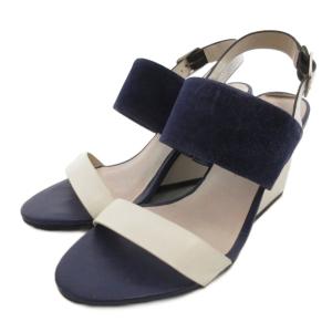 Solid Slingback Hi ストラップサンダル 本革 レザー ウェッジソール ハイヒール 36
