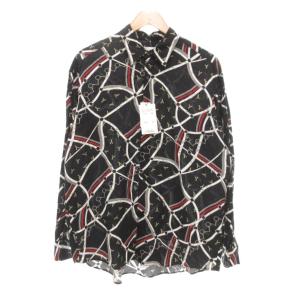 22AW タグ付き レーヨンコットン プリントシャツ 長袖 S ブラック /UO
