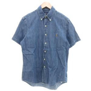 国内正規 CLASSIC FIT シャンブレーシャツ ボタンダウン BD 半袖 ポニー刺繍 S ブルー系