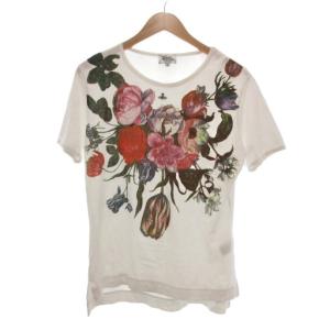 Tシャツ 半袖 48 白 ホワイト オーブ刺繍 フラワープリント /UO