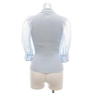 SNIDEL 23SS シアースリーブ ニットカラー プルオーバー F 五分袖 サックスブルー SWNT232109