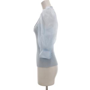 SNIDEL 23SS シアースリーブ ニットカラー プルオーバー F 五分袖 サックスブルー SWNT232109