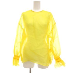シアーブラウス シースルー 絹 シルク 長袖 36 黄 イエロー /UO