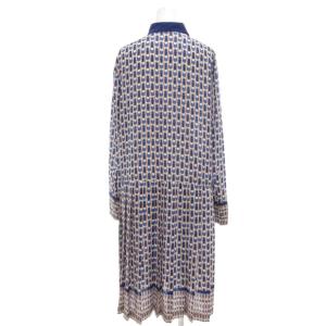 allureville 25SS 幾何学プリント プリーツ シャツワンピース 2 オフホワイト ブルー