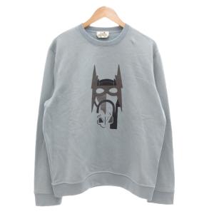 スウェット レザーパッチ 裏起毛 L ペールブルー