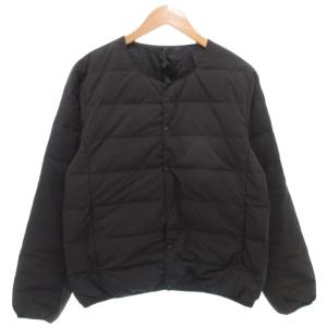 ダウンジャケット M 黒 ブラック パッカブル付 ノーカラー /AE