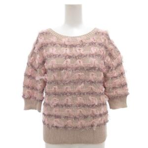 ニット セーター 半袖 リボン 1 ピンク /AE