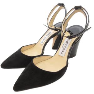 ストラップパンプス  チャンキーヒール スエード エナメル 35.5 ブラック /UO