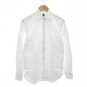 ブロードシャツ ワイドカラー 無地 長袖 15/38 白 ホワイト /AE