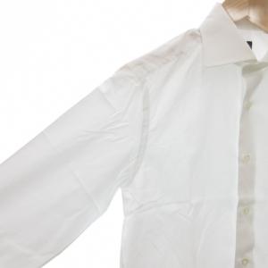 BEAMS F ブロードシャツ ワイドカラー 無地 長袖 15/38 白 ホワイト /AE