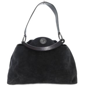 ハンドバッグ 2WAY ワンハンドル ワンショルダー スエード 黒 ブラック /AE