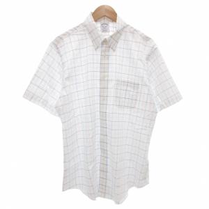 美品 REGENT ボタンダウンシャツ BD グラフチェック 半袖 L 白 ホワイト /AE
