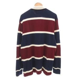 RALPH LAUREN ラガーシャツ ポロシャツ ボーダー ワッペン 長袖 L 紺 ネイビー 赤 レッド /AE