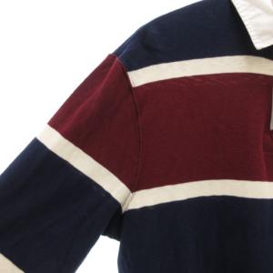 RALPH LAUREN ラガーシャツ ポロシャツ ボーダー ワッペン 長袖 L 紺 ネイビー 赤 レッド /AE