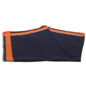 Johnstons of Elgin ジョンストンズ オブ エルガン 美品 ストール カシミヤ混 ネイビー オレンジ /UO