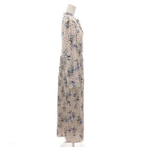IENA 18AW ロングワンピース ボウタイ ロング 長袖 38 白 ホワイト 花柄 ドット プリーツ /FF