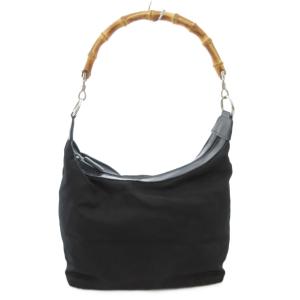 バンブー ハンドバッグ ワンショルダー 黒 ブラック /AE