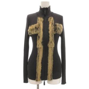 ドライバーズニット ジップアップカーディガン ラビットファー 40 ダークグレー