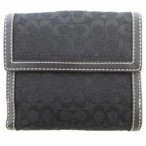 COACH 二つ折り財布 ウォレット シグネチャー ベルト 黒 ブラック /AE