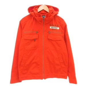 ミリタリージャケット ジップアップ フード アメリカ空軍 刺繍 XL オレンジ /AE