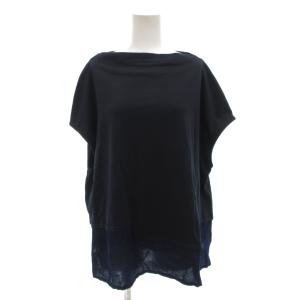 芽風 MEFU 美品 カットソー 切替 ボートネック 半袖 38 紺 ネイビー /AE