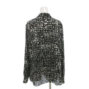 MOGA 美品 シャツ ブラウス リボンタイ シフォン 総柄 長袖 2 黒 ブラック /AE