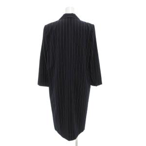 Christian Dior ヴィンテージ プレタポルテ ワンピース ストライプ 長袖 ひざ丈 9 紺 ネイビー /AE