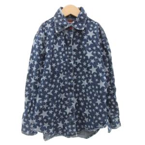 シャツ デニム ライトデニム フロントフライ 星 総柄 長袖 F インディゴブルー /AE