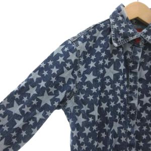 HYSTERIC GLAMOUR シャツ デニム ライトデニム フロントフライ 星 総柄 長袖 F インディゴブルー /AE