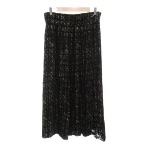 美品 フレアスカート ベルベット 総柄 マキシ ロング 黒 ブラック /AE