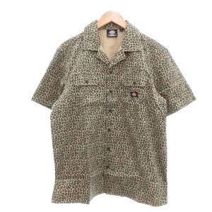 タグ付き SILVER FIRS SHIRT SS 半袖シャツ オープンカラー レオパード柄 M ベージュ系