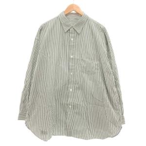 CORPORATE UNIFORM L/S SHIRT 長袖シャツ ストライプ M グリーン /UO