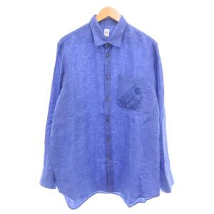 24年夏 リネン シャツ マザーオブパールボタン R41 SUMMER BLUE