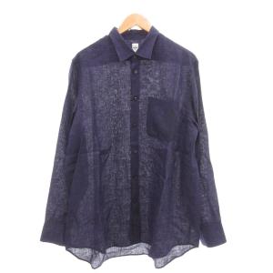 24年夏 リネン シャツ スクリット ポケット マザーオブパールボタン R41 INDIGO