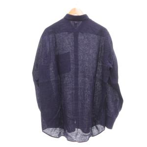 Berluti 24年夏 リネン シャツ スクリット ポケット マザーオブパールボタン R41 INDIGO