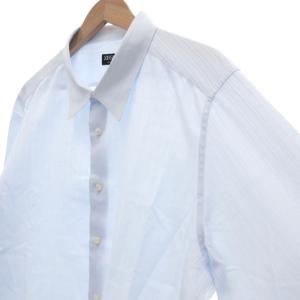 Zegna SU MISURA ドレスシャツ 長袖 シャドーストライプ 44 水色 ライトブルー /UO