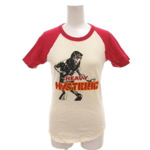 ラグランTシャツ 半袖 F アイボリー 赤 レッド HEAVY ガールプリント /FF