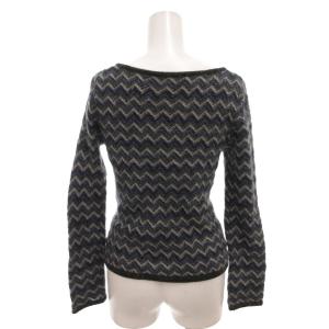 Hysterics ニット 長袖 ウール F 青 ブルー グレー 総柄 シェブロン柄 リボンネック /FF