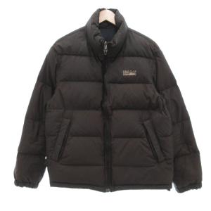 FIRST DOWN FIRSTDOWN ダウンジャケット L ブラック ダークブラウン リバーシブル ロゴ刺繍 /UO