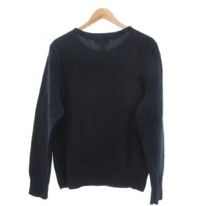 RUGBY RALPH LAUREN コットンニット セーター  長袖 ロゴ刺繍 XL ネイビー /UO AA