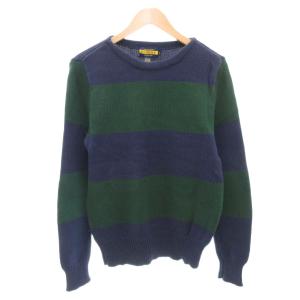 コットンニット セーター ボーダー 長袖 L 紺 ネイビー /AE AA