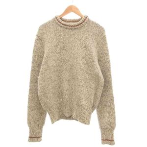 国内正規 コットン ウール メランジニット セーター 長袖 厚手 XL アイボリー系 /UO