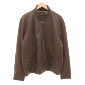 ライダースジャケット 裏地チェック L ダークブラウン