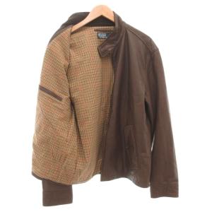 Polo by Ralph Lauren ライダースジャケット 裏地チェック L ダークブラウン