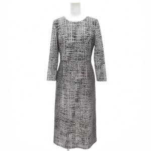 メイクアップ プリント ワンピース ロング 長袖 36 グレー系 /UO