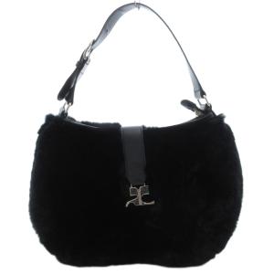 ワンショルダーバッグ ラビットファー 黒 ブラック /UO