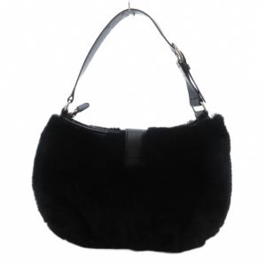 courreges ワンショルダーバッグ ラビットファー 黒 ブラック /UO